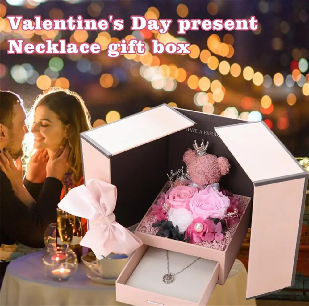 

Valentine's Day Gift Handmade Box Sweetheart Gift Box Necklace Pendant Box Flower Jewelry Display Gift Box Valentine's Day Gift