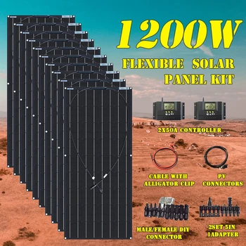 

1200W Flexible solar plate kit energy system solar panel kit complete solar panels Photovoltaic for 12V 24v battery