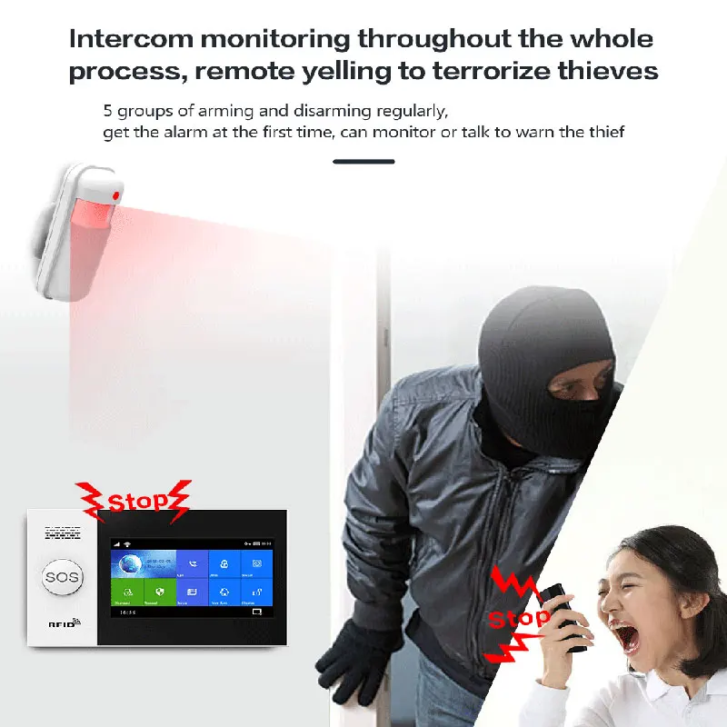 TUYA PG-107 Wifi GSM Home Security Alarm System App Control Remote Control Window Sensor With 1080P IP Camera Smart Alarm Kits