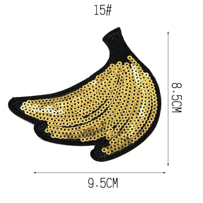 Блестки патч на наклейка на одежду гладить на вышивку патчи для аппликация на одежду пришить значок блестками гладильные Патчи передачи - Цвет: 15 banana