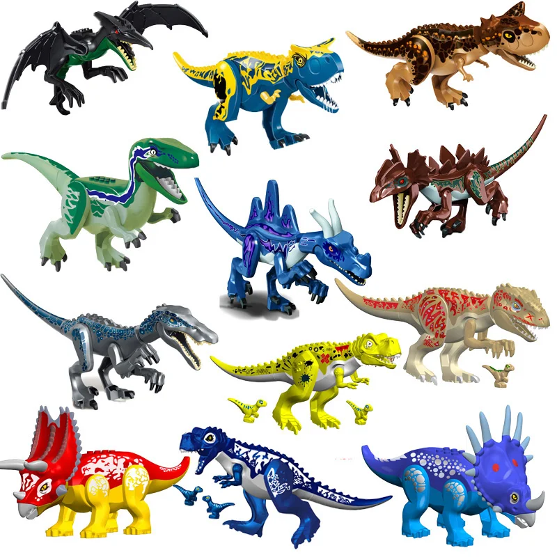 28CM Jurassic Big Dinosaurs Bricks Tyrannosaurus Indominus Pterodactyl Stegosaurus Assemble Building Blocks Kid Toys | Игрушки и хобби