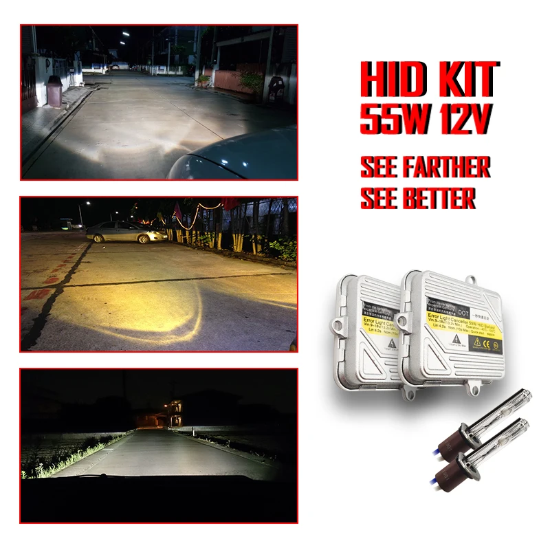 12V 55W H7 комплект для переоборудования ксенона hid лампы постоянного тока балласт для фар линзы Противотуманные фары H1 H11 D2H 3000K 4300K 6000K 8000K лампы
