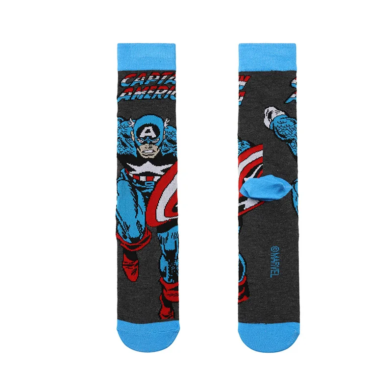 Забавные носки для мужчин, Осень-зима, хлопок, мультяшный кролик, Марвел, супергерой, Капитан Америка, аниме, уличная мода, носки