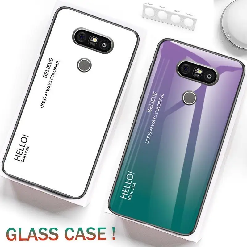 Чехол для LG G7 G8 G6 G5, модный жесткий чехол из закаленного стекла с градиентом на заднюю панель, чехол из ТПУ с мягкими краями для LG G7, защита от пыли