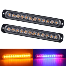 Stroboscopes d'urgence à 12 LED, lumière clignotante Orange, balise jaune ambre, voyant d'avertissement 12V 24V pour Auto DRL, 2 pièces 