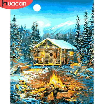 

HUACAN DIY Painting By Number House Hand Painted Paintings Art Pictures By Numbers Scenery Kits Drawing On Canvas Home Decor