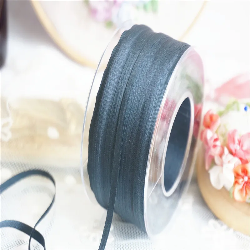 

4mmx10m/roll ins style wedding ribbon 100% pure silk embroidery ribbon thin taffeta silk edge ribbon Anya Ribbon Handcraft