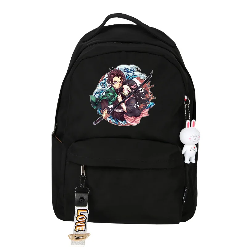 black1 Demon Slayer Kimetsu no Yaiba, реквизит для косплея, рюкзак Nezuko, Большой Вместительный ранец, дорожная уличная сумка Kamado Tanjirou - Цвет: black1