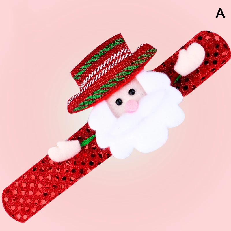 2pcs LED Light Glow Christmas Dazzling Toy Xmas Slap Circle Bracelet Wrist Band OCT998 - Цвет: D