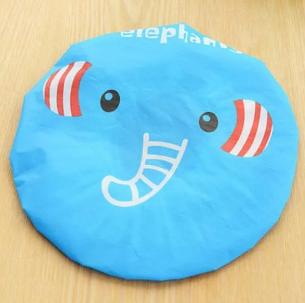 Blue Elephant Милая мультяшная шапочка для ванной, женская шапка для ванны и сауны, кружевная эластичная шапочка, шапочка для спа, женская детская Защитная шапочка для волос - Цвет: Blue Elephant