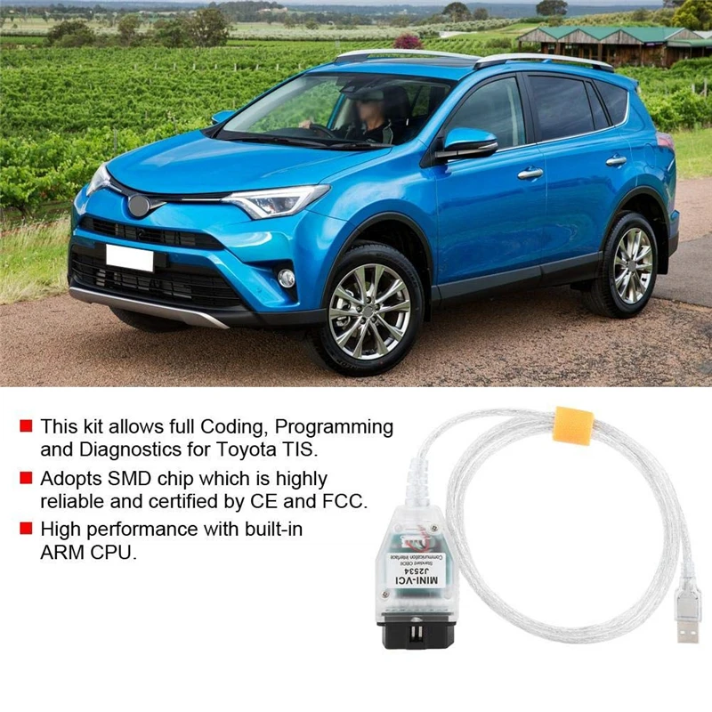 Диагностический мини-разъем для TOYOTA TIS Techstream minivci FTDI для J2534 OBD2 Диагностический кабель автомобильный диагностический автомобильный инструмент K+ может считыватель кодов