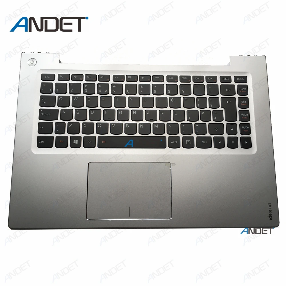 Чехол для lenovo IdeaPad U430 U430P с подставкой для рук, корпус для клавиатуры Великобритании, верхний чехол с сенсорной панелью и подсветкой, серебристый цвет - Цвет: with backlit