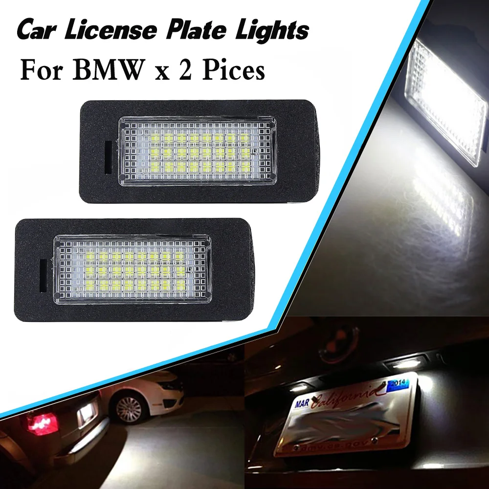 

2PCS LED car number License Plate Lights Lamp No Error 12V holder auto luces for BMW E39 M5 E70 E71 X5 X6 E60 M5 E90 E92 E93 M3