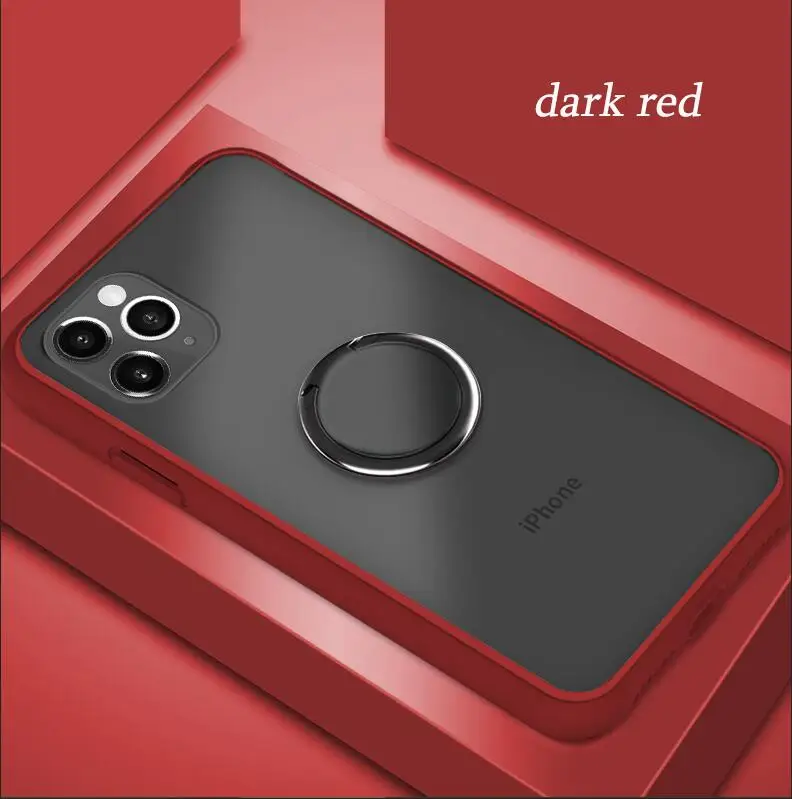 dark red Чехол для iPhone 11 на магните с отделениями для карт, чехол для телефона с кольцевым Пряжка для iPhone 11 Pro/11 Pro Max/XS/XR/XS Max/7/8/7 Plus - Цвет: dark red