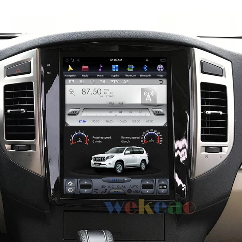 Wekeao вертикальный экран Tesla style 12,1 ''Android 7,1 Автомобильный мультимедийный Dvd навигатор Автомагнитола для Mitsubishi Pajero V93 2006