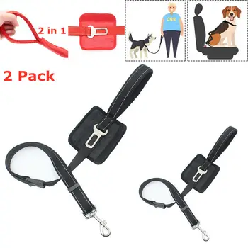 

2 Pack 2 In 1 Pet Dog Seat Belt Safety Harness Lead Restraint Leash Adjustable