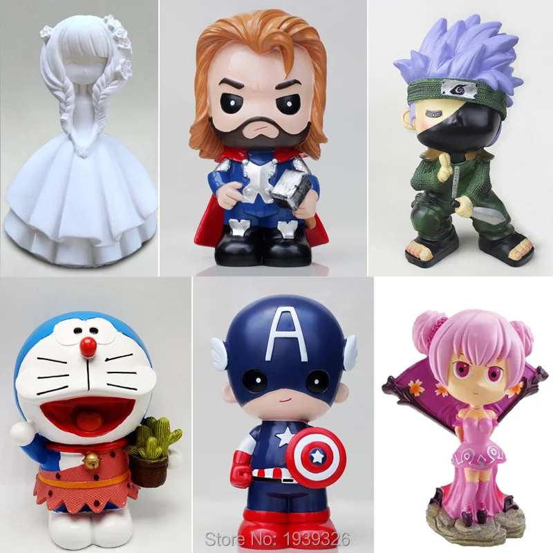Skup 3D anime silikonowe formy do gipsu glina garncarska formy narzędzie gips figurka rzemiosło DIY tynk lalki świąteczne foremka dekoracyjna