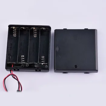 

Electric Toy Parts AA Size Power Battery Storage Holder Case Box Leads with 4 Slots Container Cover/Switch/Line