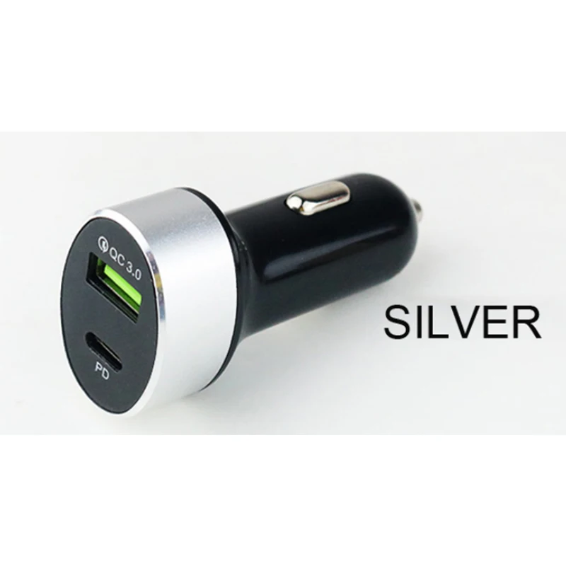 Silver 1pc Автомобильное зарядное устройство USB type C, разветвитель для прикуривателя QC 3,0, разъем для быстрой зарядки телефона type C, порт для зарядки, адаптер питания, аксессуары - Название цвета: Silver 1pc