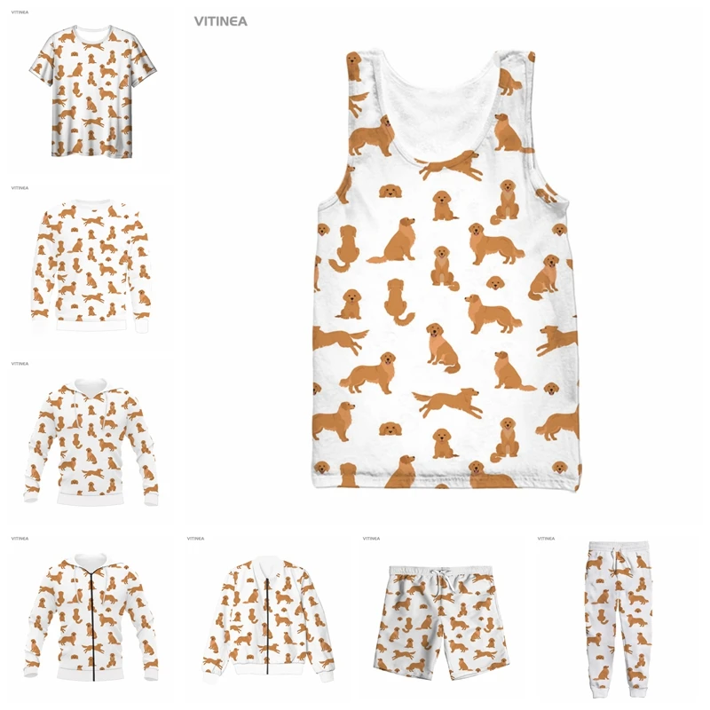 

vitinea New 3D Full Print golden-retriever-dogs T-shirt/Sweatshirt/Zip Hoodies/Thin Jacket/Pants Four Seasons Casual R70