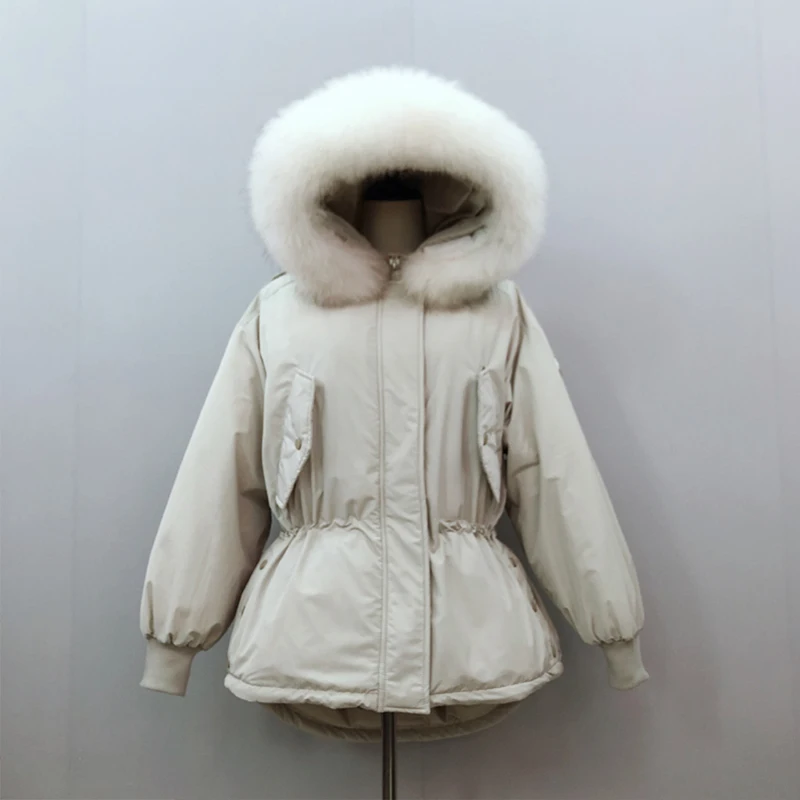 Winter Jacket Women New Winter Large Size Raccoon Fur Women's Parkas Female Coat Jackets with White Duck Hood Down Jacket