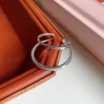 

Real 925 Silver Double ring Ear Cuff Boho Jewelry Korean Earrings Minimalism Brincos Pendientes Charm Earrings for Women