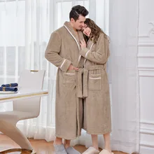 Зимняя парная Пижама кимоно халат сексуальный Халат теплый мягкий длинный пижамы интимное нижнее белье фланелевая Домашняя одежда ночная рубашка