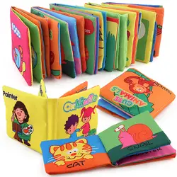 Детская обучающая тканевая книга, обучающая игрушка для новорожденных, английский язык, 0-12 месяцев, чтение фотографий, мягкая ткань, тихие