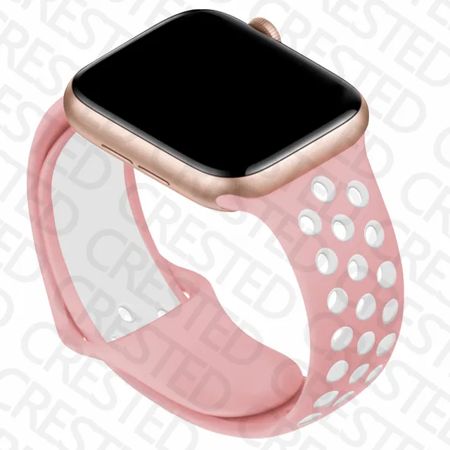 Silicone Strap For Apple Watch band 44mm 40mm iWatch 38mm 42mm Smartwatch watchband Bracelet Apple Watch 6 SE 5 4 3 Accessories light pink white 17
