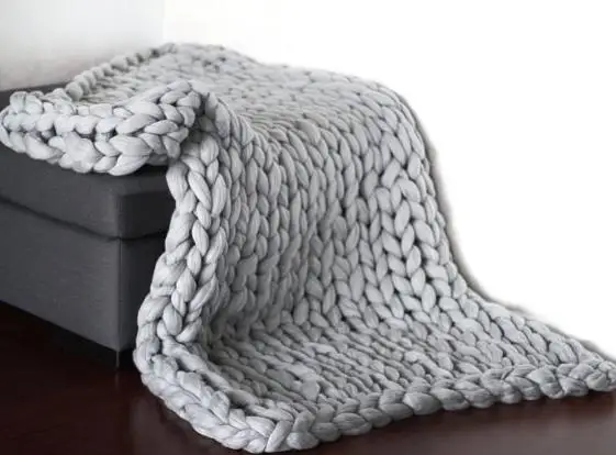 Теплое вязаное одеяло в клетку для взрослых, плюшевое одеяло для дивана, утяжеленное одеяло для детей, переносное одеяло для путешествий - Цвет: Light Gray
