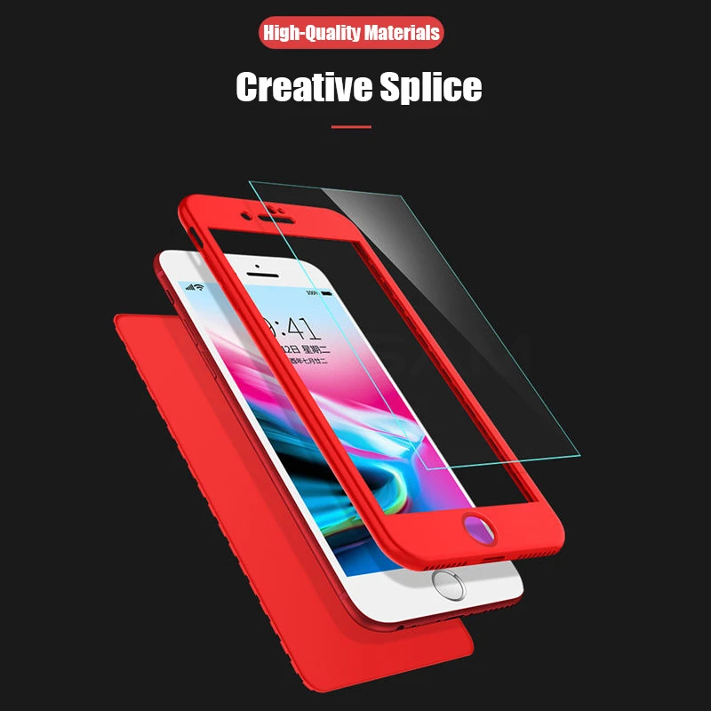 Phone Case 360 Full Cover For iPhone 13 5S 7 8 Plus 11 12 Pro Mini XS Max XR 6 XR SE With Glass