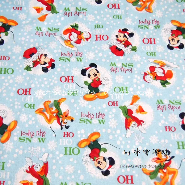 50X105 см Микки и друзья выглядят как снежно-голубая хлопковая ткань для детской одежды Домашний текстиль Рождественский Чехол на подушку DIY-BK681
