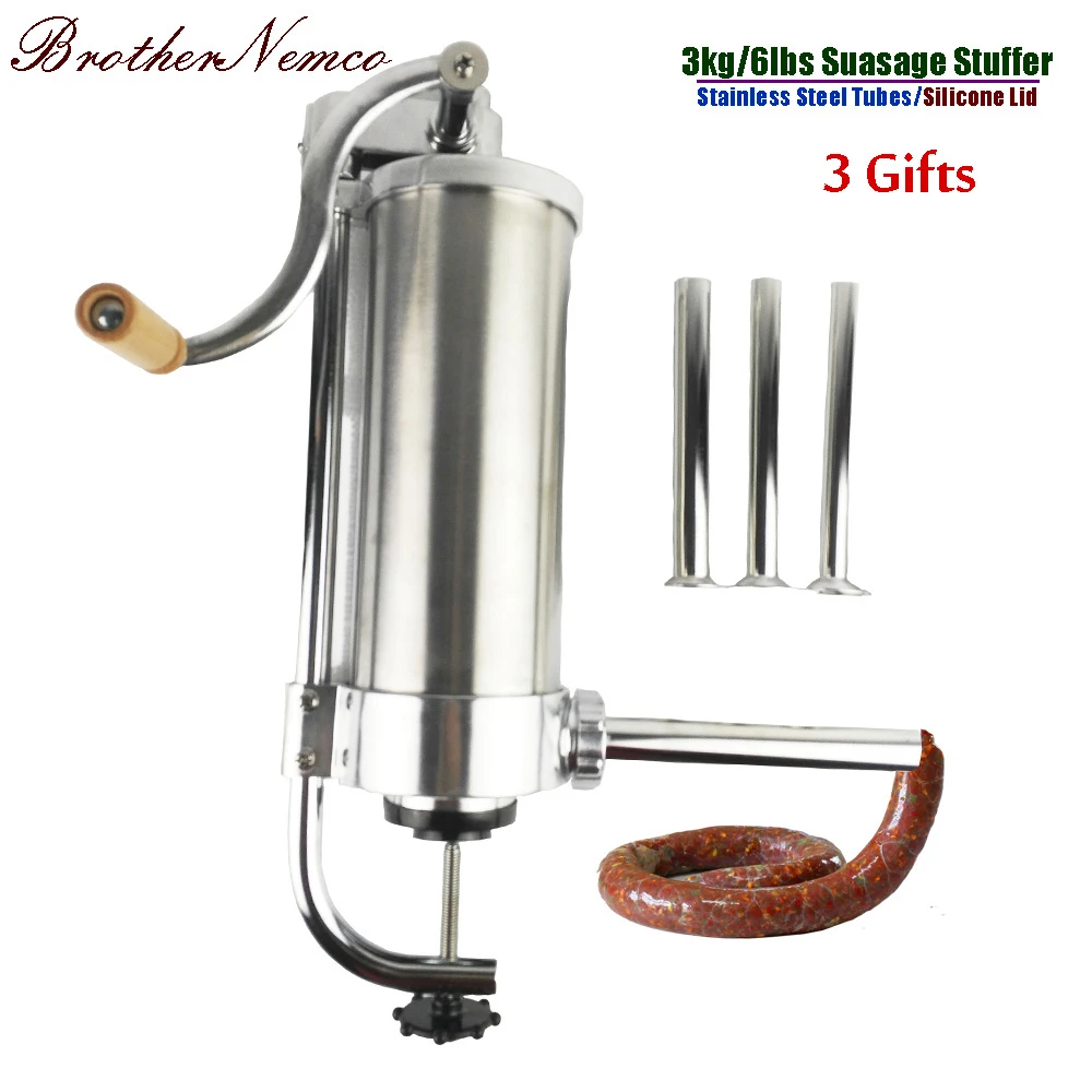 Sausage Stuffer Vertical Kitchen Machine Meat Stuffing Maker Kit with 5 Size Professional Filling Nozzles Attachment 3L Commercial and Household Use Sausage Stuffer Vertical Kitchen Machine Meat Stuffing Maker Kit with 5 Size Professional Filling Nozzles Attachment 3L Commercial and Household Use