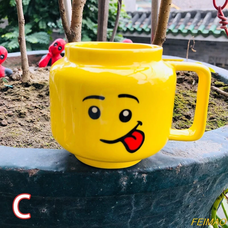 250ml Smile Ceramic Mug Cartoon Coffee Milk Tea Water Cup Cute Funny Expression Yellow Smiley Children Drinking Glass Gift | Дом и сад