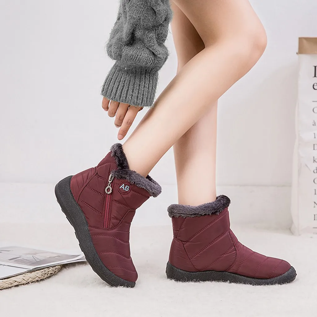 Waterproof Short Booties Women's Winter Warm Snow Boots With Plush Non-Slip Footwear Plus size 35-43 autumn and Winter Shoes