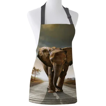 

Africa Indian Elephant Cooking Kitchen Apron For Woman Men Chef Waiter Cafe Shop BBQ Hairdresser Aprons Bibs Kitchen Accessory