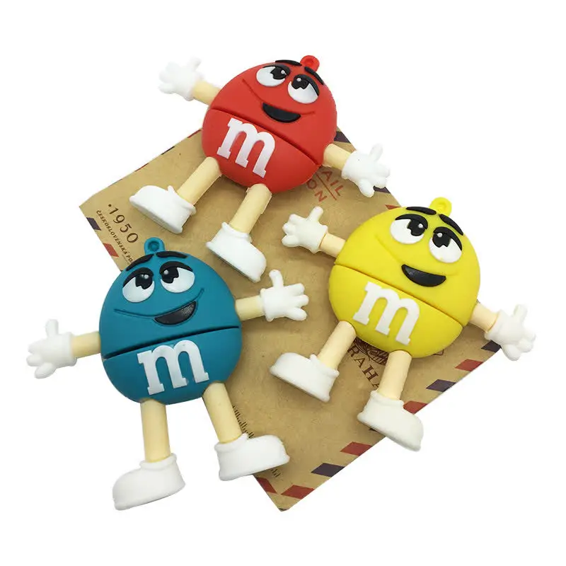 Милый мультфильм M& M beans USB флеш-накопитель 8 ГБ usb 2,0 флеш-накопитель 16 Гб Флешка 4 ГБ 32 ГБ 64 Гб 128 ГБ шоколадная Фасоль usb карта памяти