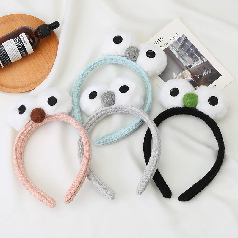 Big Bird Eyes Gray Black Pink Blue Cute Fluffy Cloth Headwear For Women Hair Hoop Fashion Hair Accessories