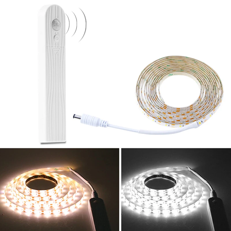 

1m 5V 2835 Wireless PIR Motion Sensor LED Bed Closet Night light LED Strip AAA Battery Power Flexiable lamp Illumination