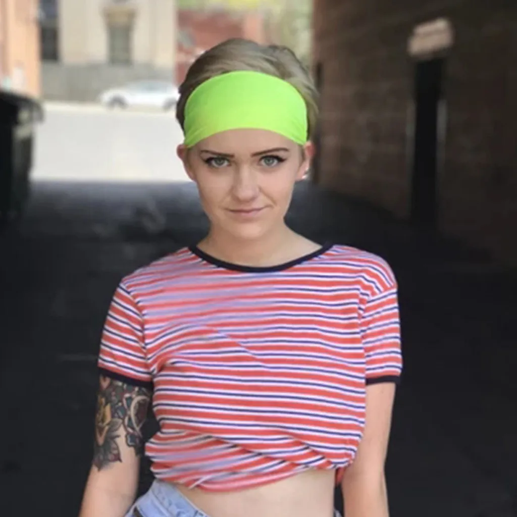 Флуоресцентная цветная головная повязка унисекс эластичная для йоги женская и