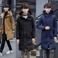 Зимняя модная длинная парка с капюшоном на утином пуху, мужская повседневная одежда, верхняя одежда, пуховики, мужское плотное пуховое пальто, куртка-пуховик