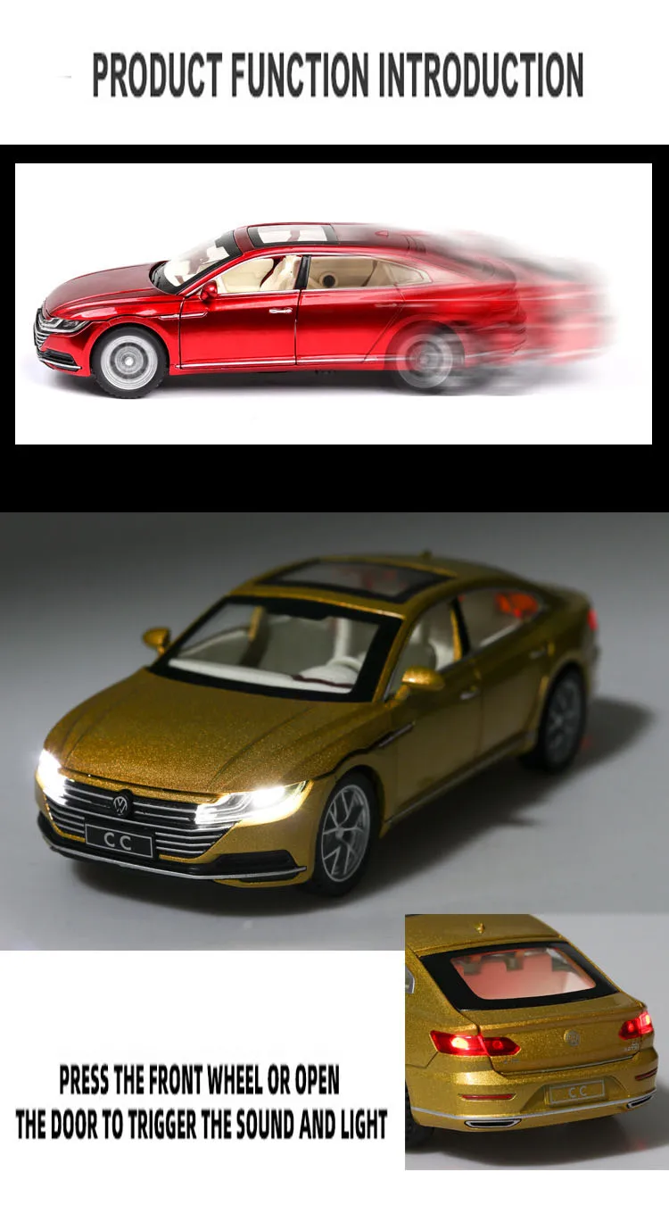 Volkswagen Cc Arteon1:32 Model Car Alloy Car Die Cast Toy Car Pull Back Children'S Toy Collectibles Gift