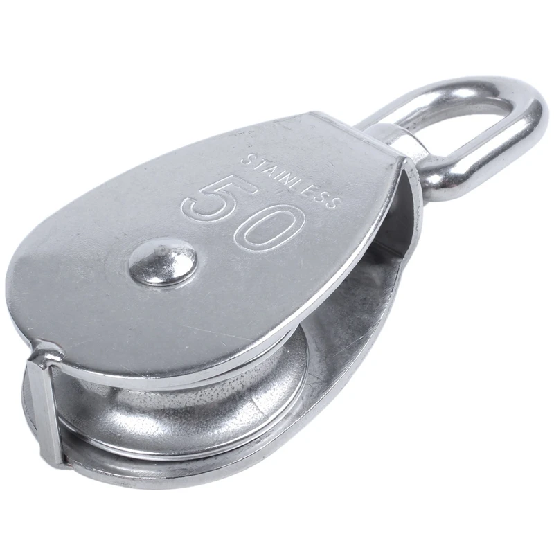 

M50 Stainless Steel Single Wheel Swivel Pulley Block 400kg (Silver)