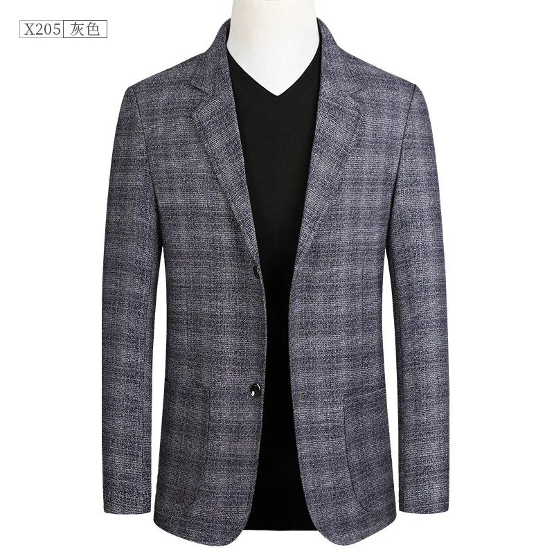 Мужские классические джинсы с меховой подкладкой и Бизнес пиджак осень Smart Повседневное клетчатый Блейзер Для мужчин s британский стиль стильное Свадебное Платье Блейзер Для мужчин - Цвет: Grey 2
