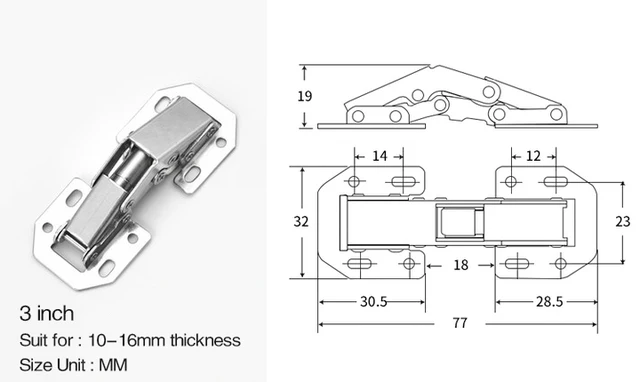 4PCS NAIERDI 3 Inch Cabinet Hydraulic Hinge 90 Degree No-Drilling Hole Cupboard Door Soft Close Hinges 4 Inch Furniture Hinge 3 Inch