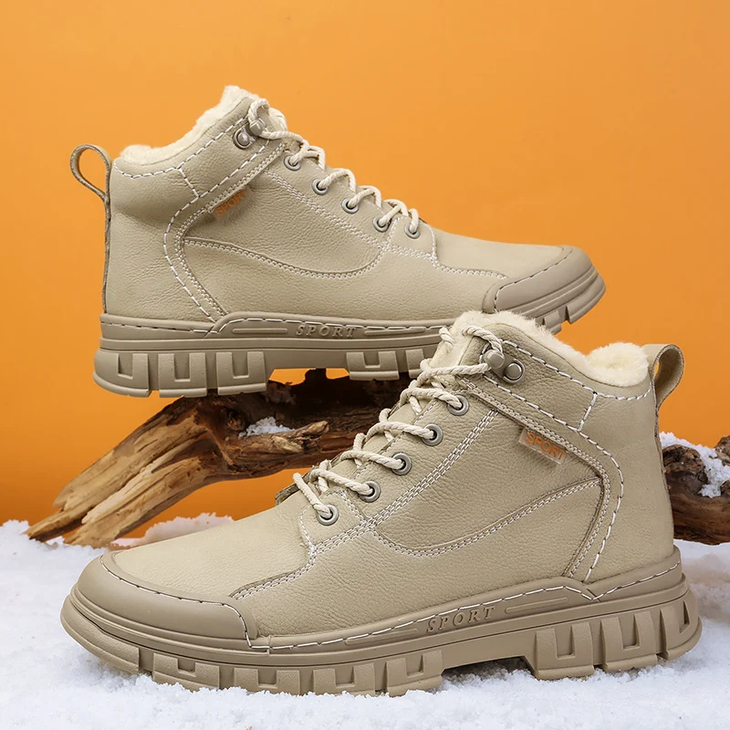 

Mens Boots Genuine Leather Shoes 45 Fashion Winter Shoes Warm Sneakers Casual Sport Shoes Ankle Boots Plus Size 46