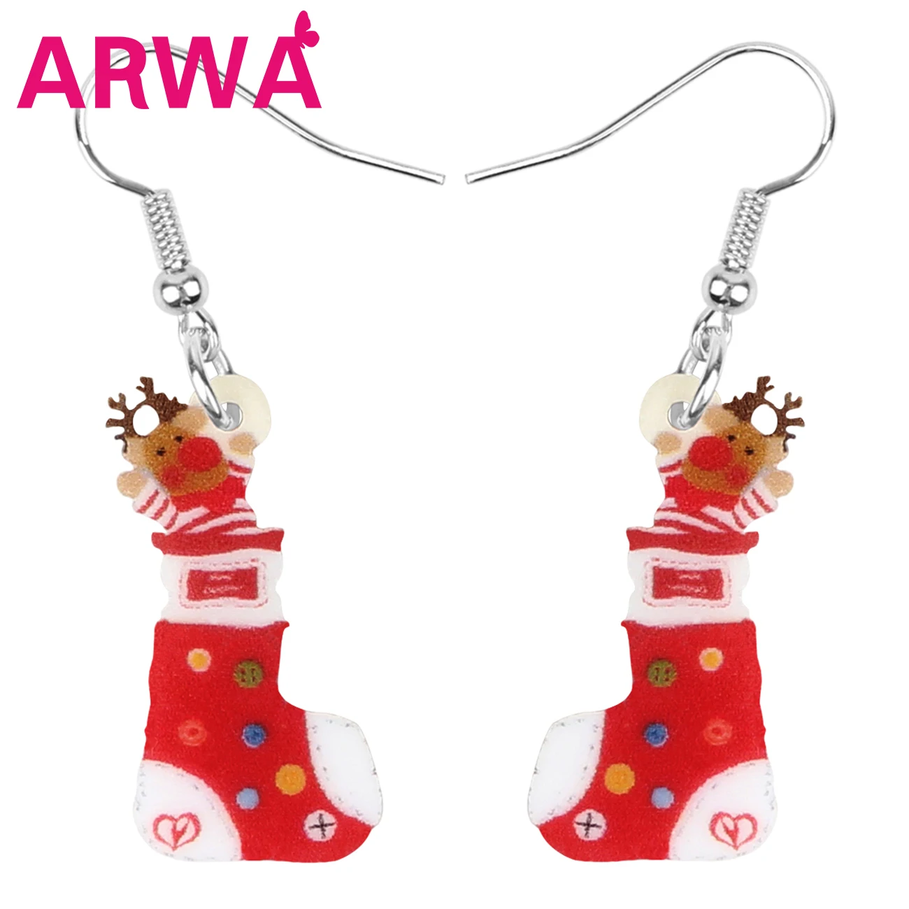 Bonsny акриловые рождественские лося носки с оленями серьги-подвески в форме капли