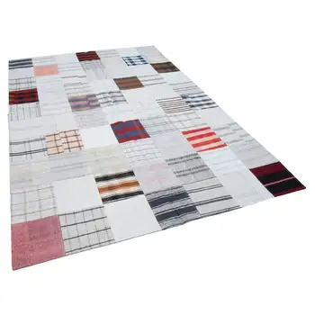 

202x299 Cm Beige Handmade Rugs Patchwork Rug-7x10 Ft