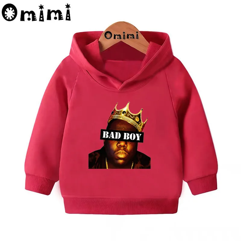 Детские толстовки в стиле хип-хоп с принтом «repper Notorious Big» детские толстовки с капюшоном пуловер для малышей Топы для маленьких девочек и мальчиков KMT456 - Цвет: Red-456G