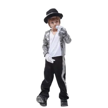 

Classic Michael Jackson Cosplay Costume Kids Boys Halloween New Year Masquerade Billie Jean Superstar Stage Costumes Masquerade